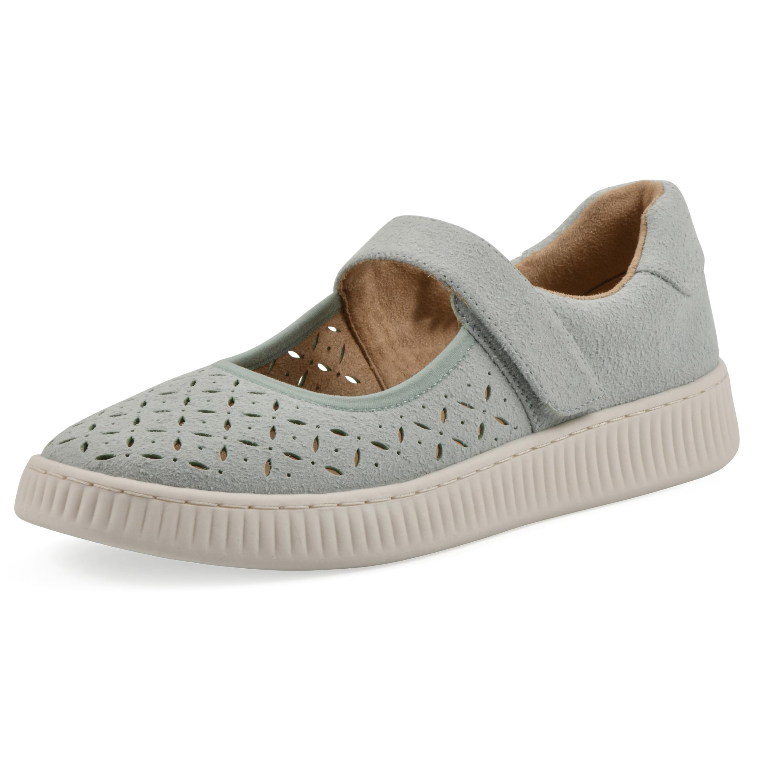 WHITE MOUNTAIN Women’s Doubles Mary Jane Sneaker, Ltgreen/Sueded/Smooth, 7.5 M