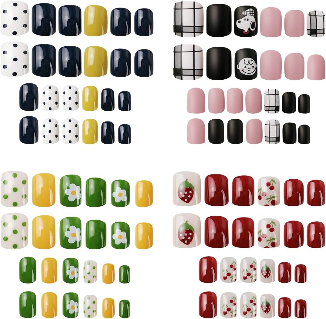96Pcs 4 Set Fake Nails,Elegant False Nails Short Full Cover Nail Art Artificial Nails Amazon.co