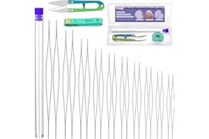 UOOU 30 Pcs Beading Needles Set, 10 Sizes Big Eye Seed Bead Needles, Jewelry Making Supplies Beading Needles for Jewelry Making