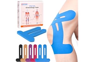 IEADEN Precut Kinesiology Tape for Knees, 10 Pcs - Knee Support & Stability, Knee Pain Relief Athletic Tape - Waterproof & Elastic, Breathable Hypoallergenic Latex-Free Tape, Blue