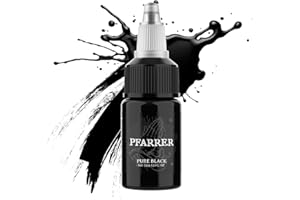 PFARRER Black Tattoo Ink 1/2oz(15ml) Vegan-Friendly USA Standard Pigment Tattoo Supplies Pure Black TI7003-15-001