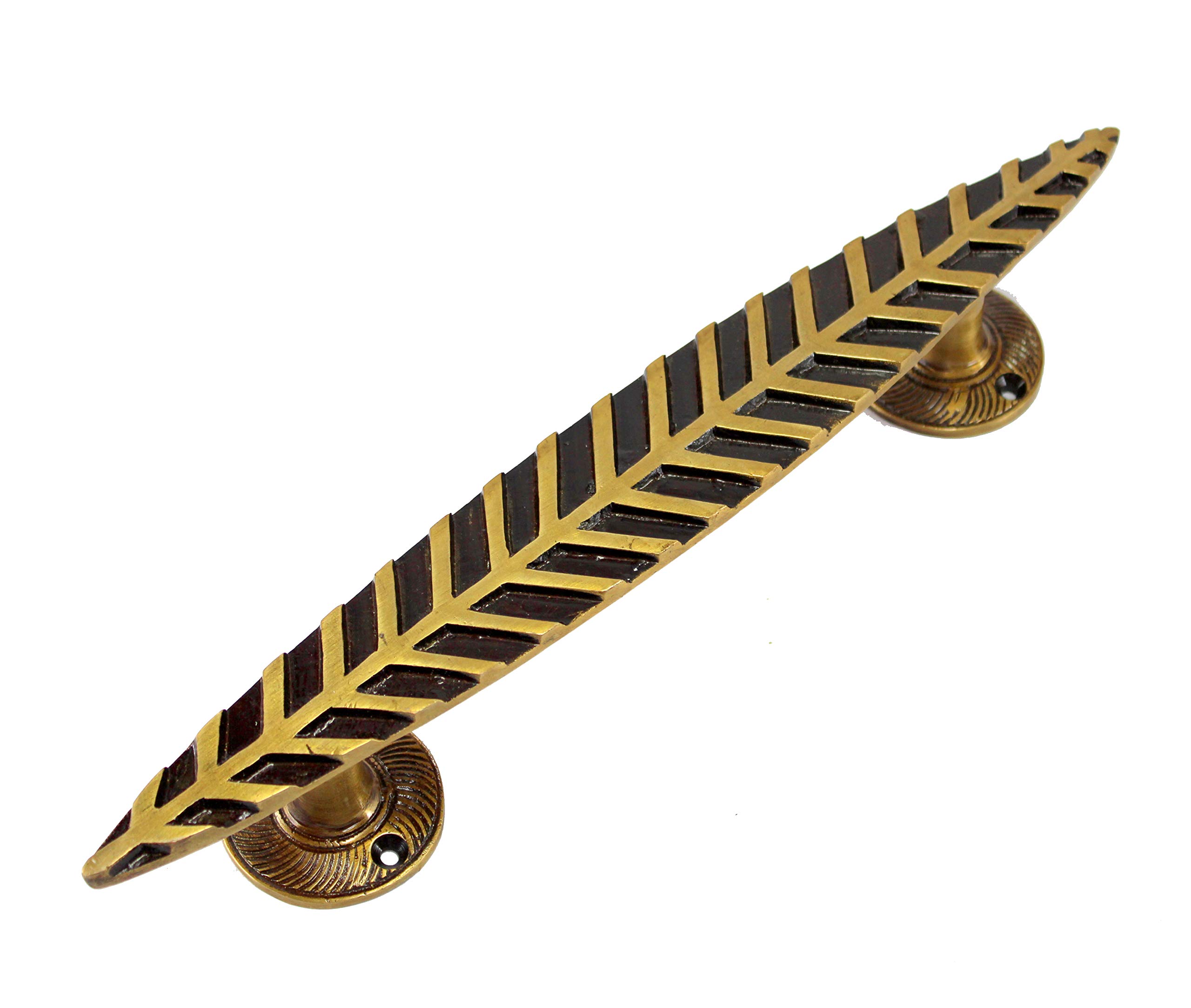 eSplanade - Designer Brass Leaf Door Handle - 12 inches | Home Decor | Door Decor | Brass Door Pulls