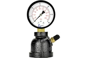 CARBO Instruments Gas Test Pressure Gauge, 1” FNPT Connection, Brass Valve, Chrome Plated Steel Body Assembly. (Steel Black, 1" FNPT 0-30 psi)
