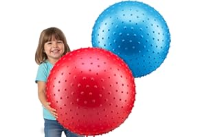 PlayBolt Jumbo 18-Inch Playground Balls (2 Pack, Red & Blue) - Giant Large Inflatable Rubber Kickball for Kids and Toddlers, Boys & Girls Backyard, Sports, Gym, Recess, Indoor & Outdoor Games w/Pump