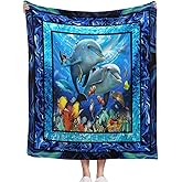 Dolphin Throw Bedroom Accessories Flannel Blanket, Soft Warm Four Seasons Bed Throw Air Conditioning Blanket Sofa Quilt (60''X50'', Dolphin)