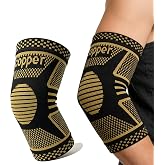 Elbow Brace| Copper Elbow Compression Sleeve|Golfer's Tennis Elbow Relief | Copper-Infused Fabric, 4-Way Stretch Support,Fit for Men Women Recovery, Arthritis, Tendonitis, Bursitis,Weightlifting,1 Pair