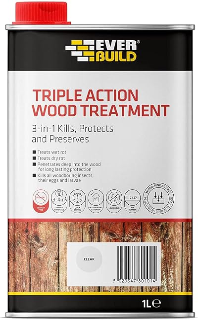 Everbuild Triple Action Wood Treatment 1 L Clear Kills Protects Preserves