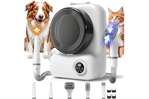 KungFuPet Dog Grooming Vacuum and Dryer, Pet Grooming Vacuum for Dogs with 3 Liter Canister, 15000Pa Suction Dog Vacuum for Shedding Grooming, Extra Space for Storage for 5 Grooming Kits, White