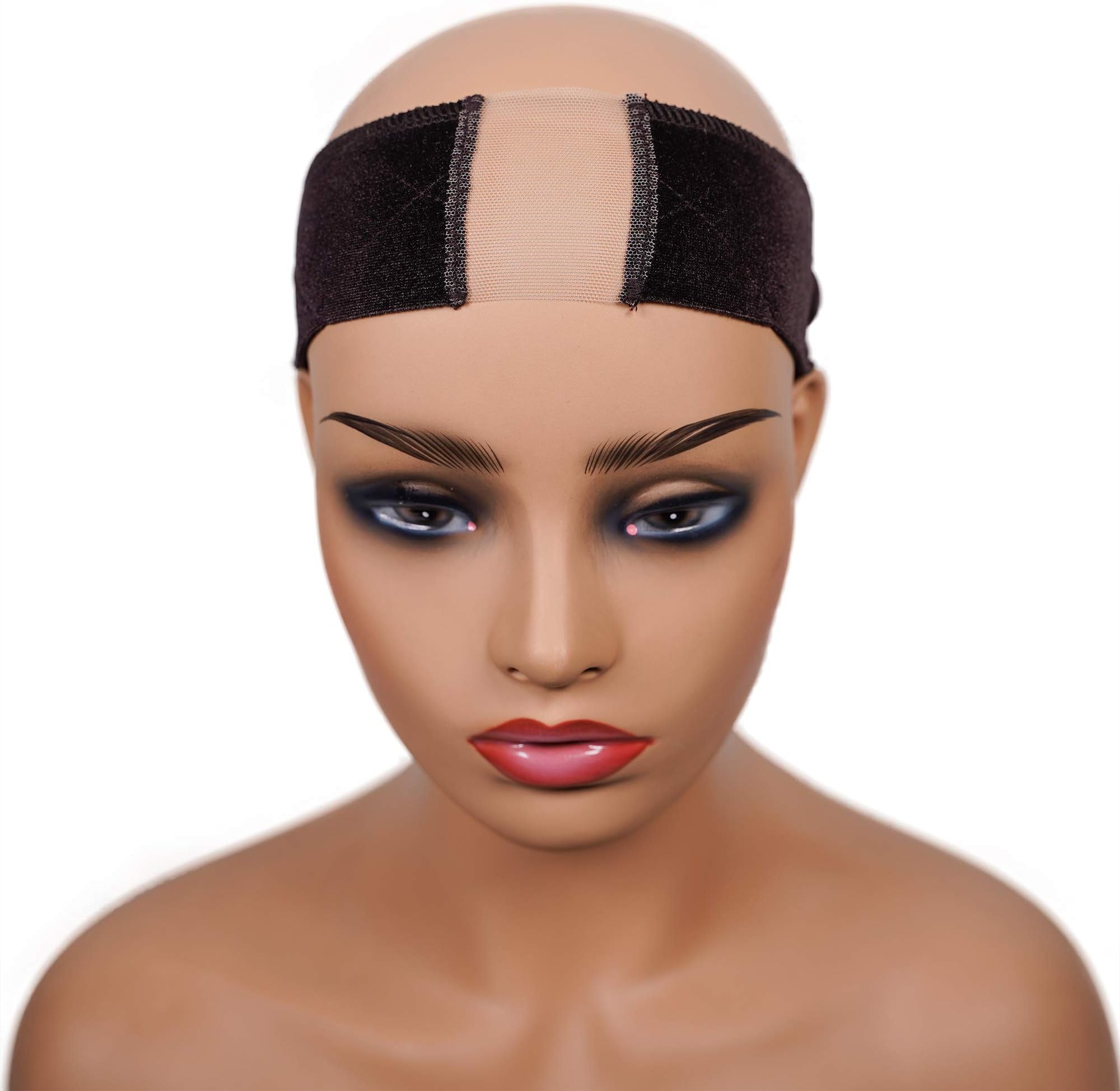 Wig Grip Headband for Wigs and Hats Velvet Non-slip Hair Band Comfort Swiss Lace Band for Frontals with Adjustable Closure (Brown)