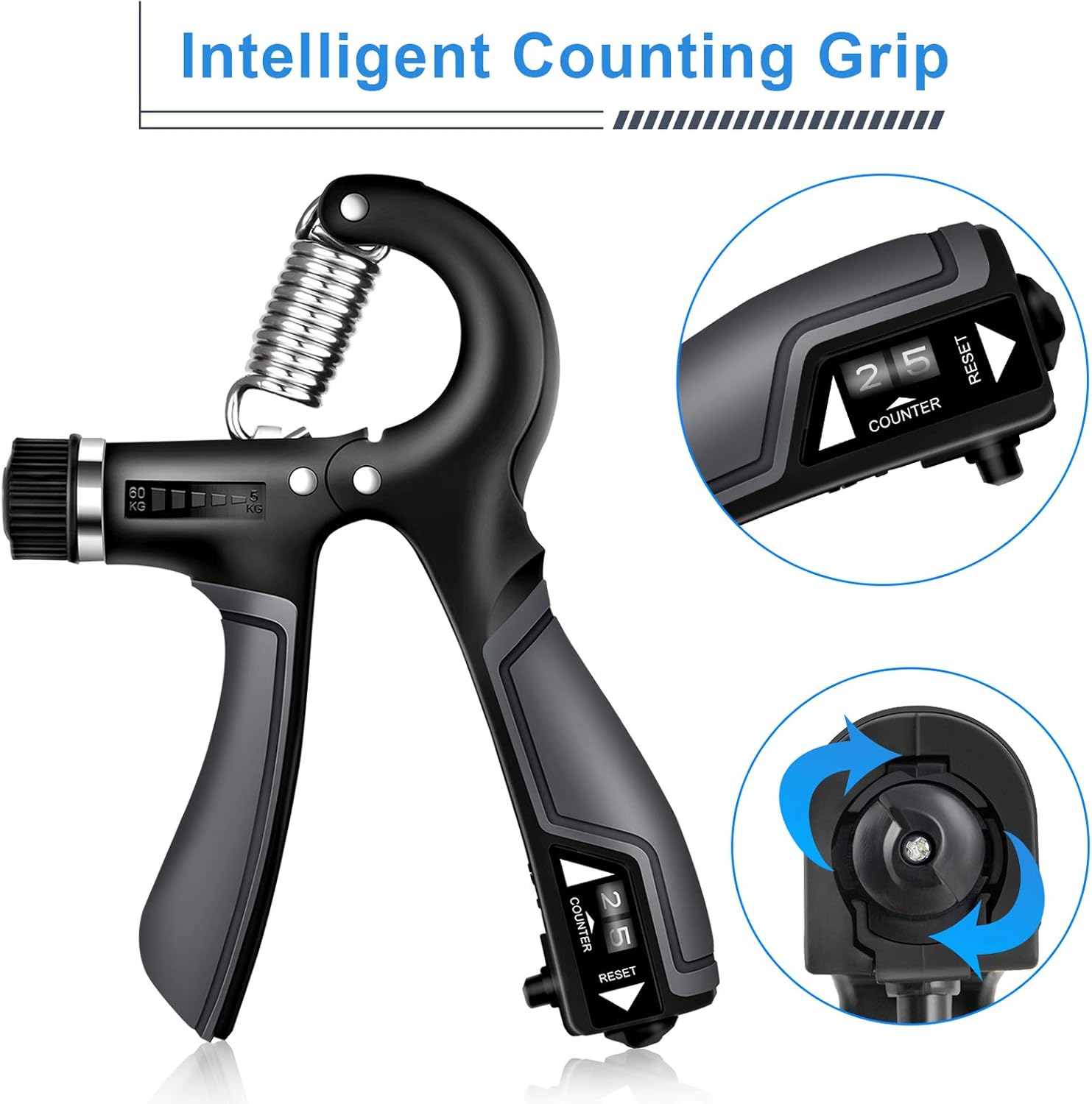 GRM Grip Strength Trainer Forearm Strengthener, 2 Pack Adjustable Resistance 11-132LBS Hand Grip Exerciser Workout for Rehabilitation Athletes Climbers Musicians : Sports & Outdoors