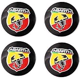 4PCS Hub Center Trim 56mm (2.2 Inches)for Scorpion Logo Circular arc form 3D stereo Aluminum Alloy Wheel Hub Caps Centre Cover Emblem Badge Stickers for FIAT500 Abarth Car Styling Accessories(Black)