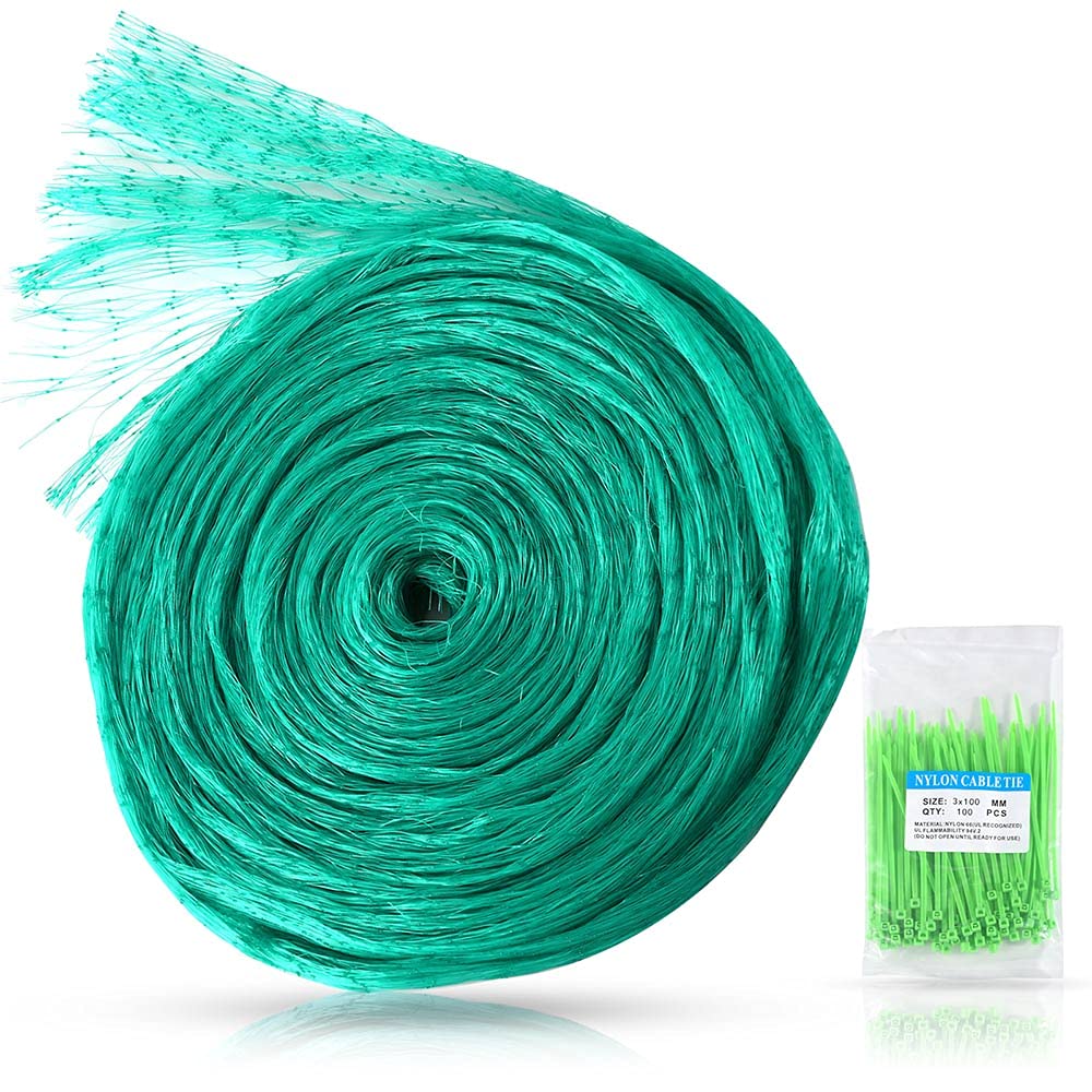 Photo 1 of Gsinodrs Bird Netting for Garden 13ft x 33ft Garden Netting Pest Barrier Protect Fruit Plant Trees Vegetables Against Birds, Deers, Squirrels, Cicadas - Woven Mesh Cover with 100pcs Cable Ties (Green)