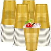 WYTAOHZL 100 Pack Gold Plastic Cups 16 OZ Gold Disposable Cups for Party Drinking Cup Disposable Cup for Wedding Parties Picnic