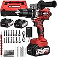 1060In·lbs Brushless Impact Drill Cordless - 20+3 Torque 21V Hammer Drill Cordless with 2 X 4.0 Ah Battery - SundpeyPRO Electric Power Drills Set with 2 Speeds & 1/2 Inch Self-Locking Metal Chuck