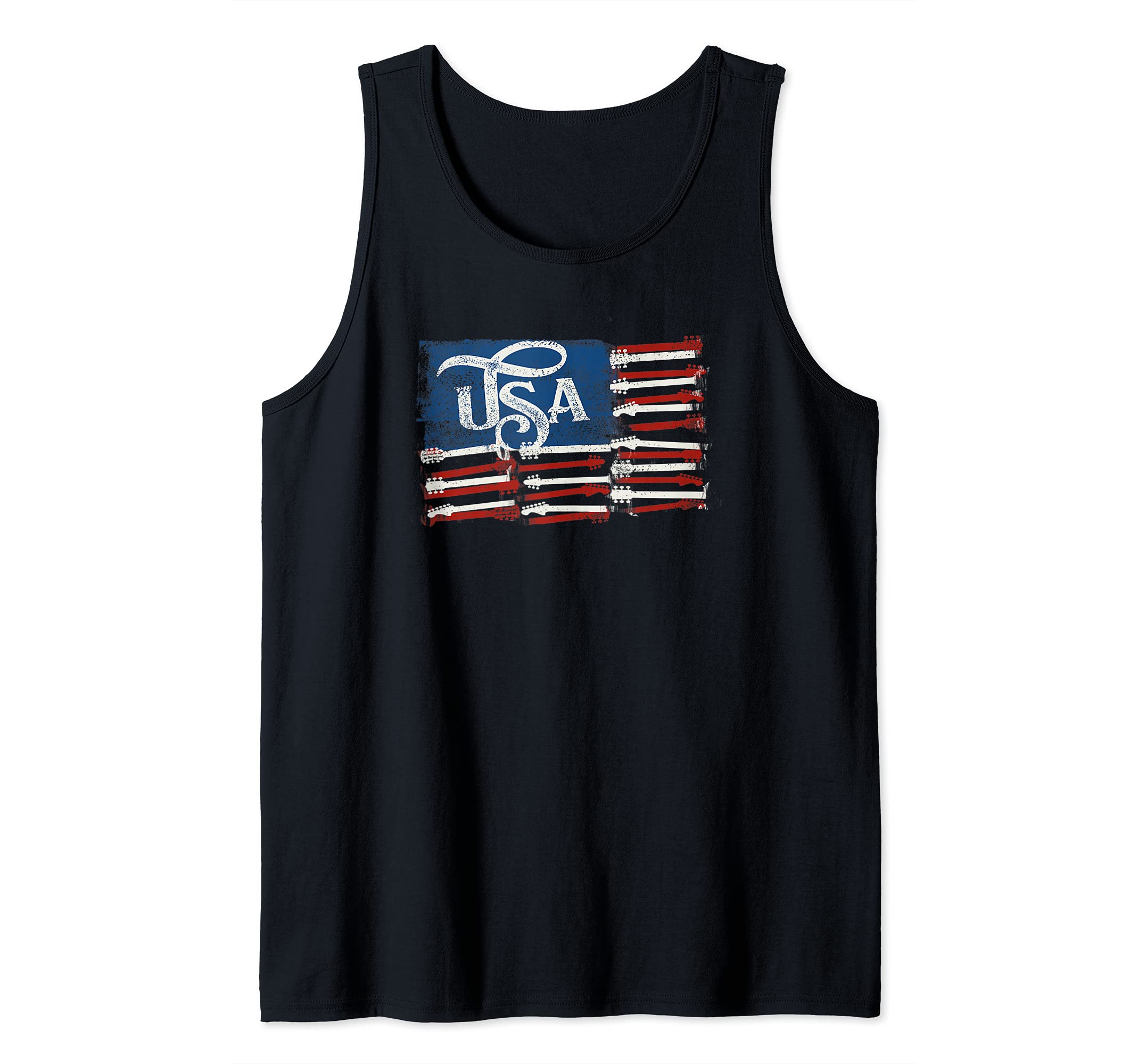4th of July, USA Vintage Flag guitars for music lovers Tank Top