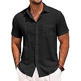 Runcati Mens Cuban Guayabera Shirts Button Down Short Sleeve Shirt Casual Mexican Summer Beach Wedding Tops with Pocket