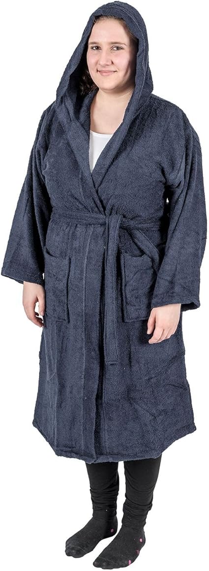 navy cotton dressing gown