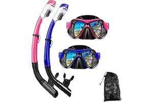 DIPUKI Snorkeling Gear for Adults Snorkel mask Set Scuba Diving mask Dry Snorkel Swimming Glasses Swim Dive mask Nose Cover Youth Diving