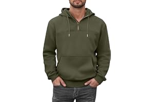 Caracilia Mens Half Zip Hoodies Midweight Loose Fit Fleece Quarter Zip Pullover Sweatshirt