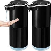 RYTOXILO Automatic Soap Dispenser, 2 Pack Black Touchless Liquid Soap Dispenser for Bathroom, 13.5 Fl Oz Plastic Electric Auto Dish Soap Dispensers Wall Mount for Kithcen with Adjustable Volume