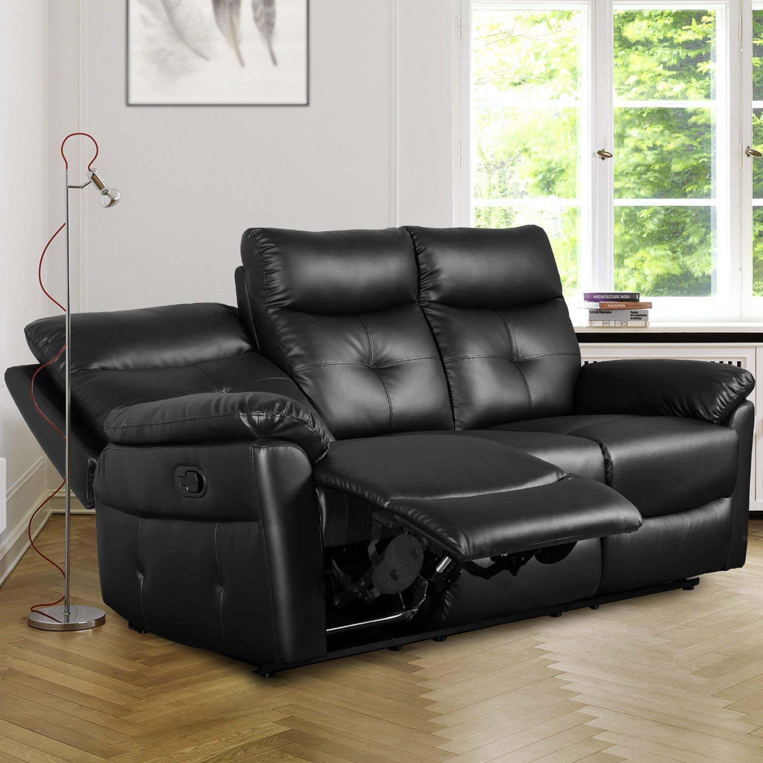 Leisure Zone Luxury PU Leather Sofa Recliner Set Loveseat Set Sofa