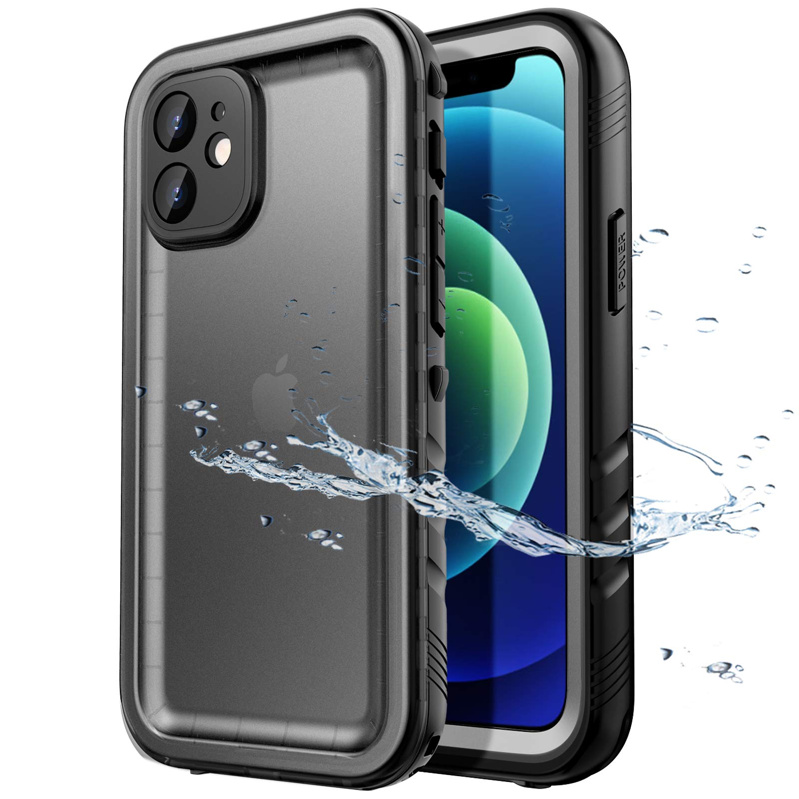 SPORTLINK for iPhone 12 Mini Waterproof Case, Full Body Shockproof Dustproof Phone Screen Protector Rugged Cases for iPhone 12 Mini 5.4 Inches Black