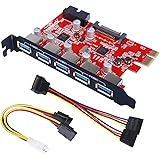 Inateck USB 3.0 Karte Pci Expresskarte 5 Ports + 1 USB 3.0 20-Pin-Stecker mit 15pin Sata Connector, einer 4pin auf 2x15pin Kabel, einer SATA Strom-Y-Kabel SATA Buchse an 2x SATA Stecker