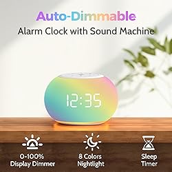 Reacher Auto-Dimmable Alarm Clock Sound Machine