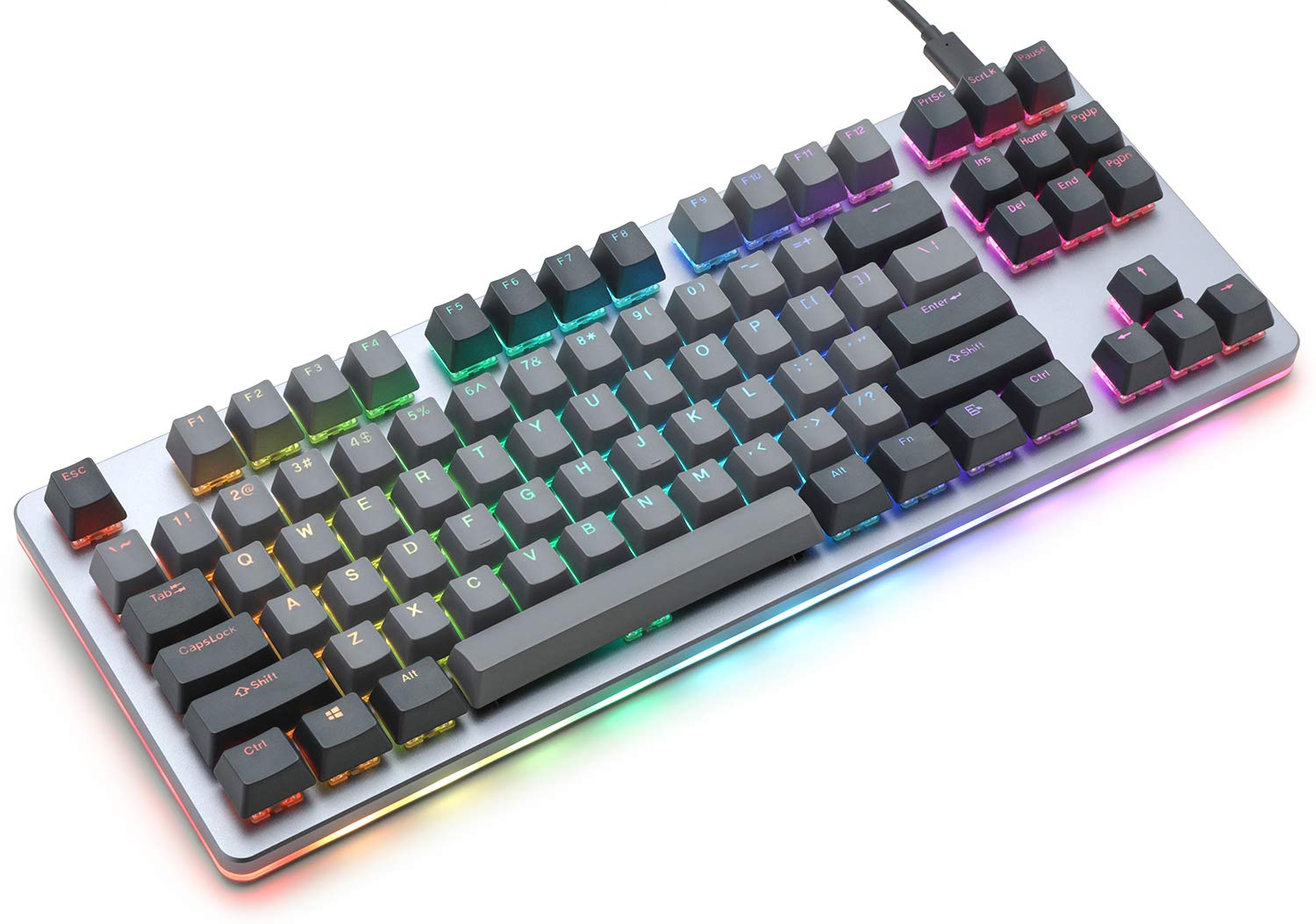 DROP CTRL Mechanical Keyboard — Tenkeyless TKL (87 Key) Gaming Keyboard, Hot-Swap Switches, Programmable Macros, RGB LED Backlighting, USB-C, Doubleshot PBT, Aluminum Frame (Halo True, Gray)