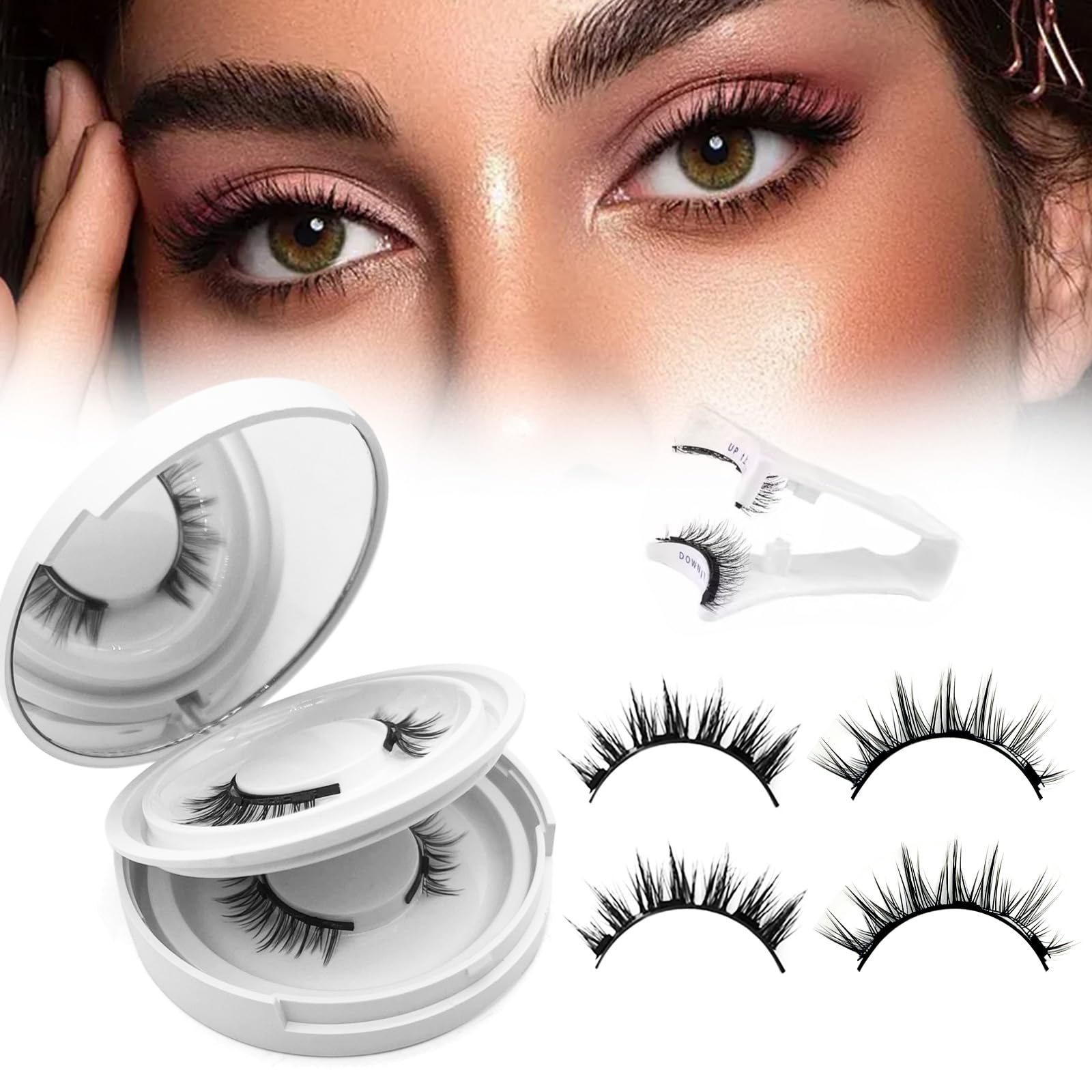 Photo 1 of Elara Craft Magnetic Eyelashes,Magnetic Eyelashes with Applicator,2025 New Magnet Lashes Natural Look,Reusable No Glue or Liner Needed Lashes Kit for Women(06+07)