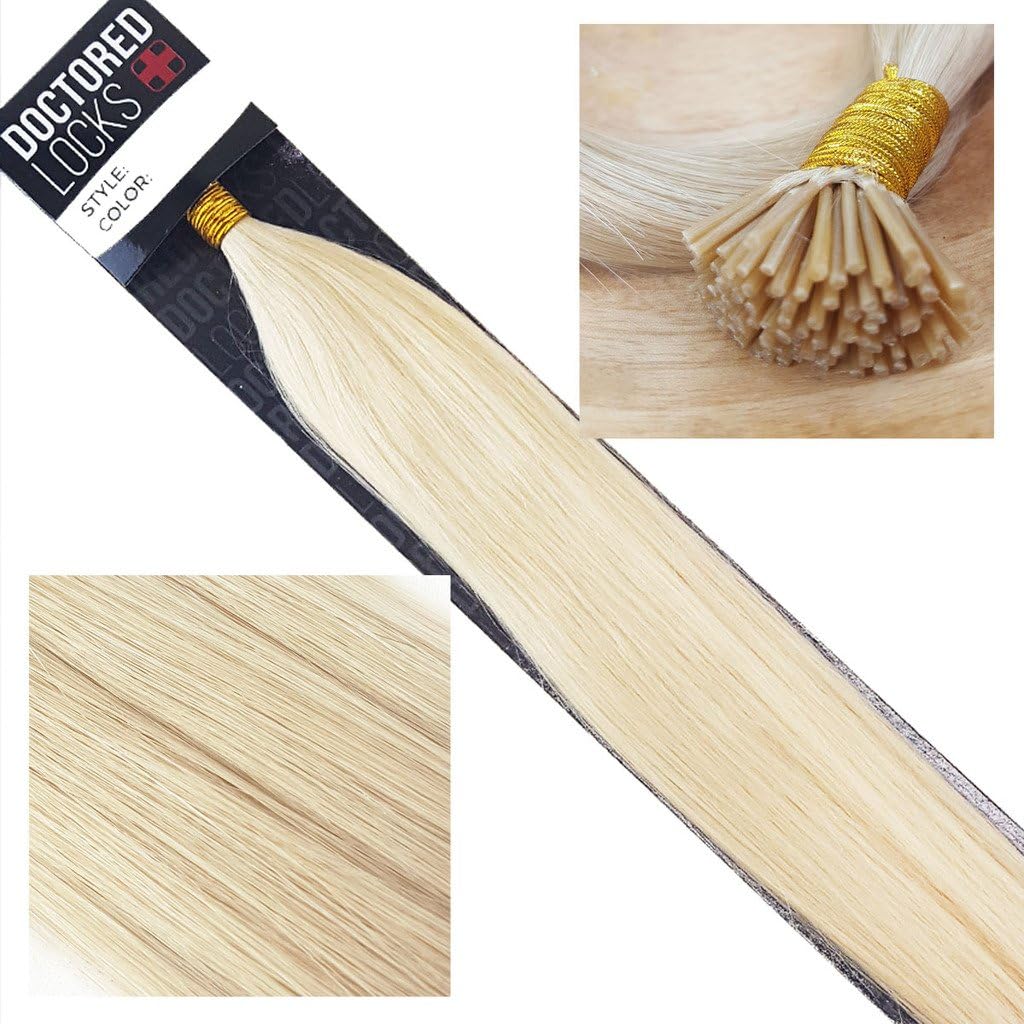 Doctored Locks Prebonded Straight Remy Human Hair Extensions 3mm Tip 22 inch 1B