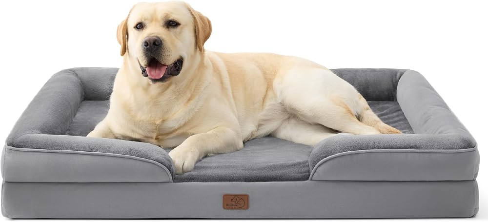 Bedsure Dog Sofa Bed Extra Large Orthopedic Waterproof Washable Cover Grey XL
