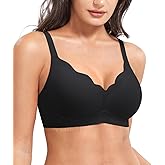 YEOREO Womens Wireless Bras Push Up Full Coverage Bra No Underwire Seamless Comfortable Scalloped Supportive Bralette