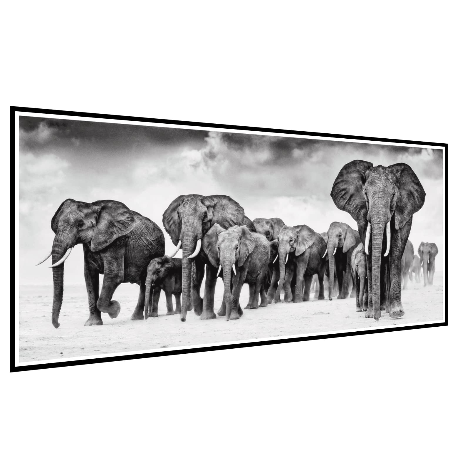 Large 5D Diamond Painting Kits for Adults Beginners Elephant Diamond Art Full Drill Round Dots Diamond DIY Gem Art Painting Kits for Wall Decor Home Office Decoration 35.4in*15.7in Without Frame