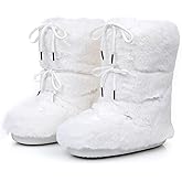 ZHENAIYISHENG Black White Fur Boots, Furry Fuzzy Snow Boots for Women with Faux Fur Lined Non-Slip Lace-up Mid-Calf Ski Boots 2025