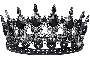 YOULDIANZI Queen Crown Rhinestone Wedding Crowns and Tiaras for Women Costume Party Hair Accessories Princess Birthday Crown Crystal Bridal Crown (Black & Crown)