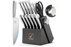 imarku Knife Set - Knife Sets for Kitchen with Block, 14 Pcs High Carbon Stainless Steel Kitchen Knife Set, Dishwasher Safe K