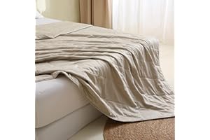 EP Mode Lightweight Quilt Blanket for Summer, Viscose from Bamboo Fabric & Filling, Natural, Breathable & Machine Washable- Sandshell, King