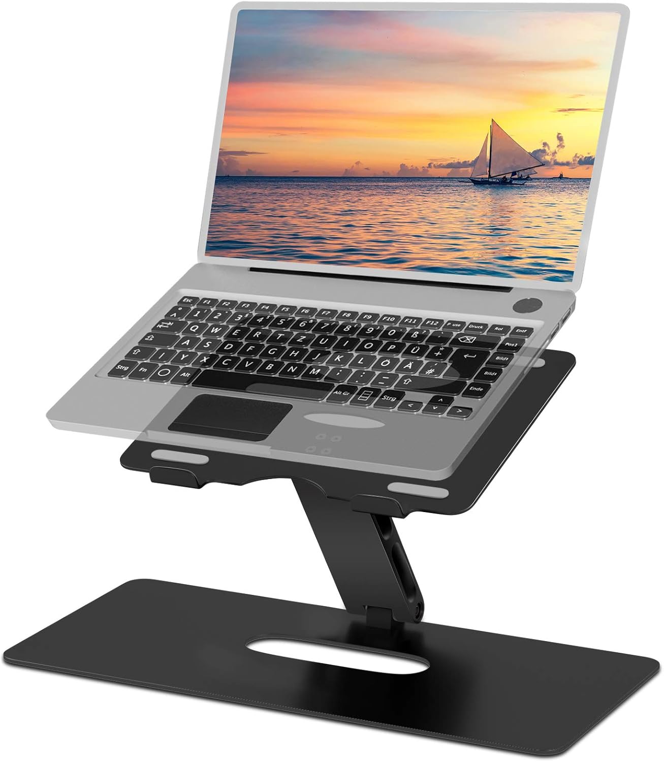 Laptop Stand, WeluvFit Adjustable Computer Stand with Large Base, Aluminum Ergonomic Portable Laptop Riser Holder for Leg & Desk, Compatible with MacBook Air Pro, Dell, Lenovo & More 9.7-15.6"Notebook: Electronics