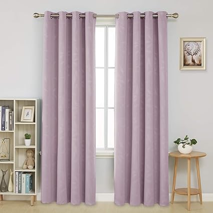 Deconovo Leaves Embossed Room Darkening Eyelet Curtains Thermal