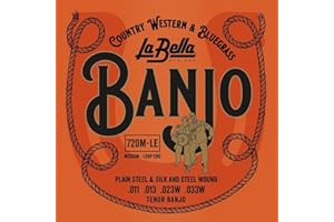 LaBella 720M-LE Tenor Banjo Silk and Steel Banjo Strings, Medium