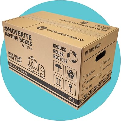 Triplast MoveRite Large Moving Boxes Pack of 5 – 47 L 52x30x30 cm