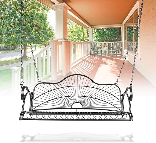 GOTOTP Banco Colgante de Hierro de Porche Resistente al óxido Columpio