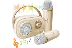 EPTCHN Mini Karaoke Machine for Kids, Mini Karaoke Machine with 2 Wireless Microphones, Portable Bluetooth Speaker with Microphone Gifts for Girls 3 4 5 6 7 8 9 10 11 12+ Years Birthday Home Party