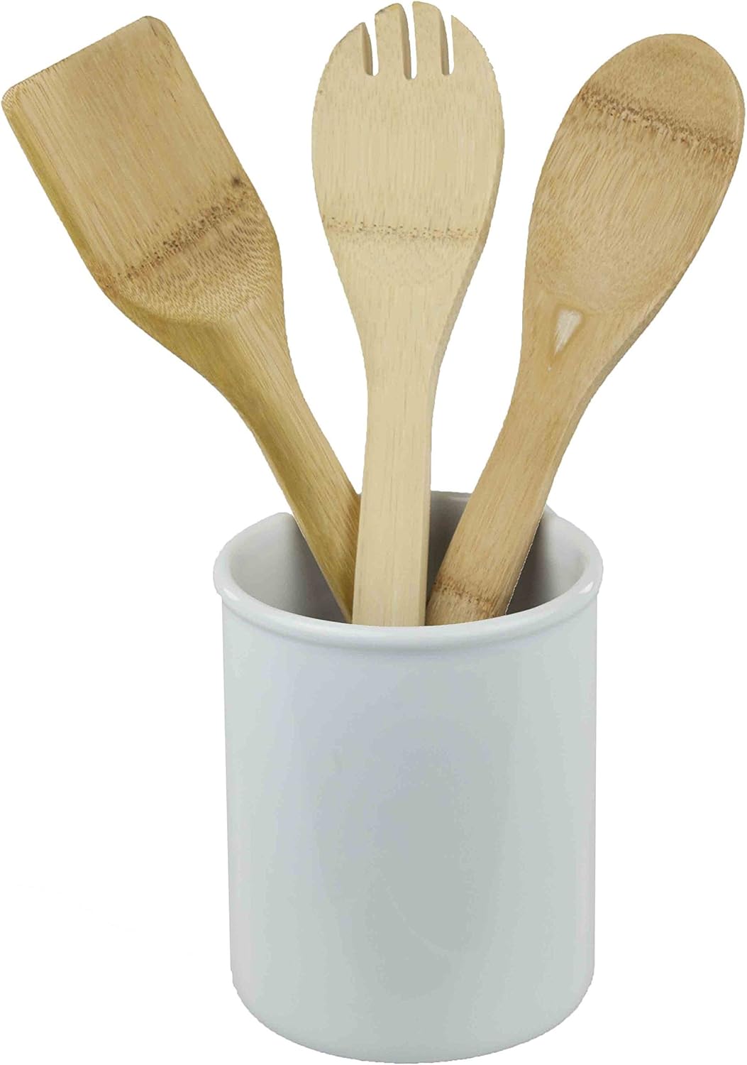 Home Basics Ceramic Cutlery Holder (White) Kitchen & Dining