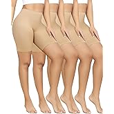 4 Pack Slip Shorts for Under Dresses Anti Chafing Underwear Seamless Comfortable Smooth Yoga Biker Workout Shorts