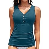 Women Tankini Top Only - Ribbed Swimsuit Top Tummy Control Bathing Suit Top Only No Bottom 2025 Swim Tank Top