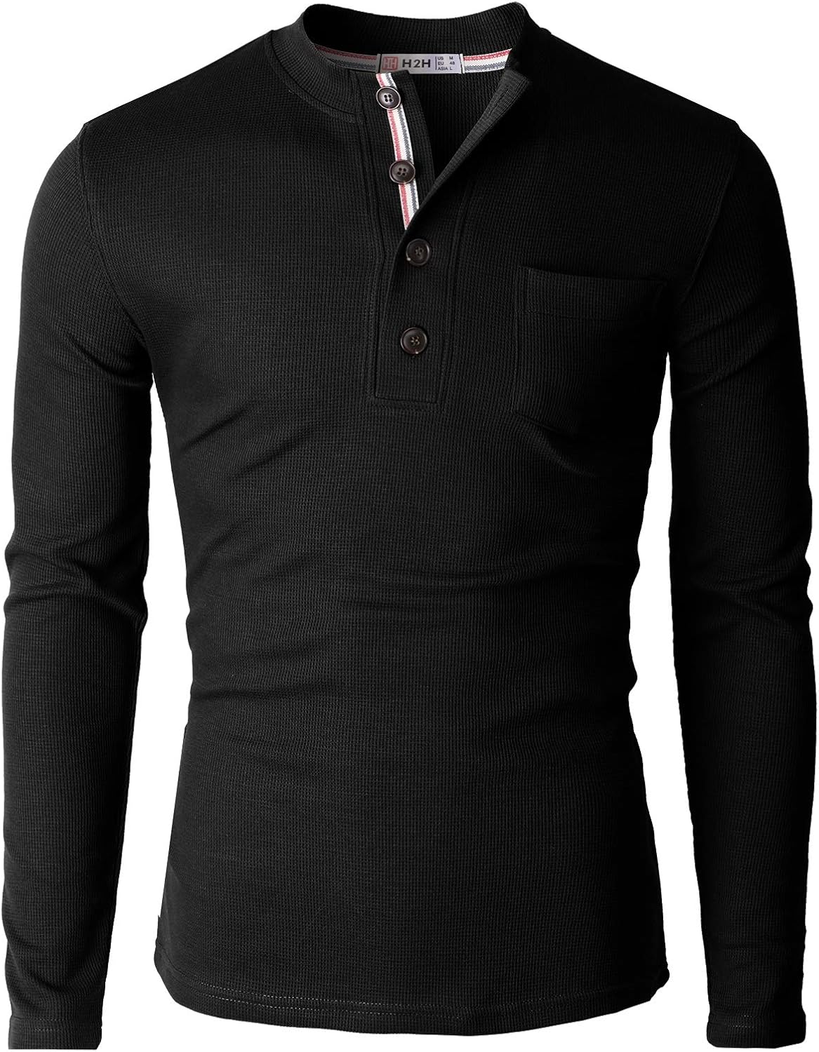 H2H Mens Casual Slim Fit Henley Long Sleeve T Shirts of Waffle Cotton: Clothing