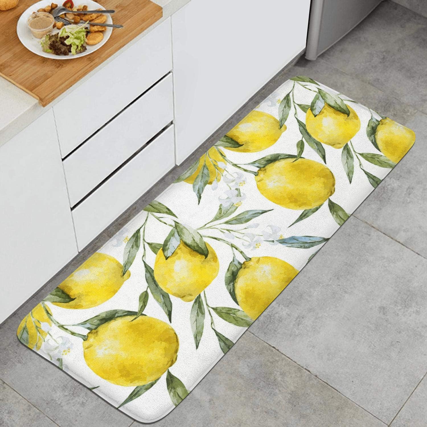 Verodley Sweet Citrus Fruit Lemon Kitchen mat Microfiber PVC Back Non