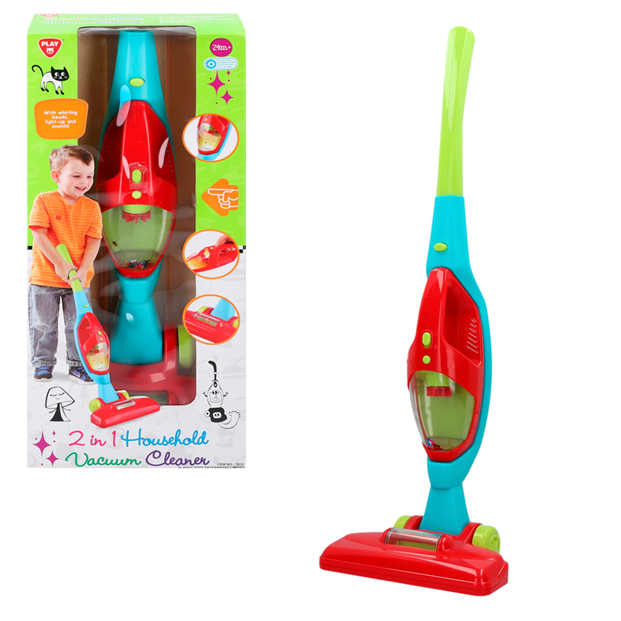 PlayGo 44307 2 in 1 Electric Vacuum Cleaner, Multicoloured